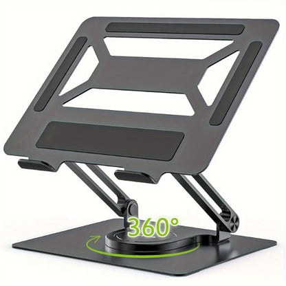 Adjustable Laptop Stand with 360-Degree Rotating Base, Ergonomic Foldable Laptop Holder for MacBook Pro Air and Laptops Up to 17 Inches
