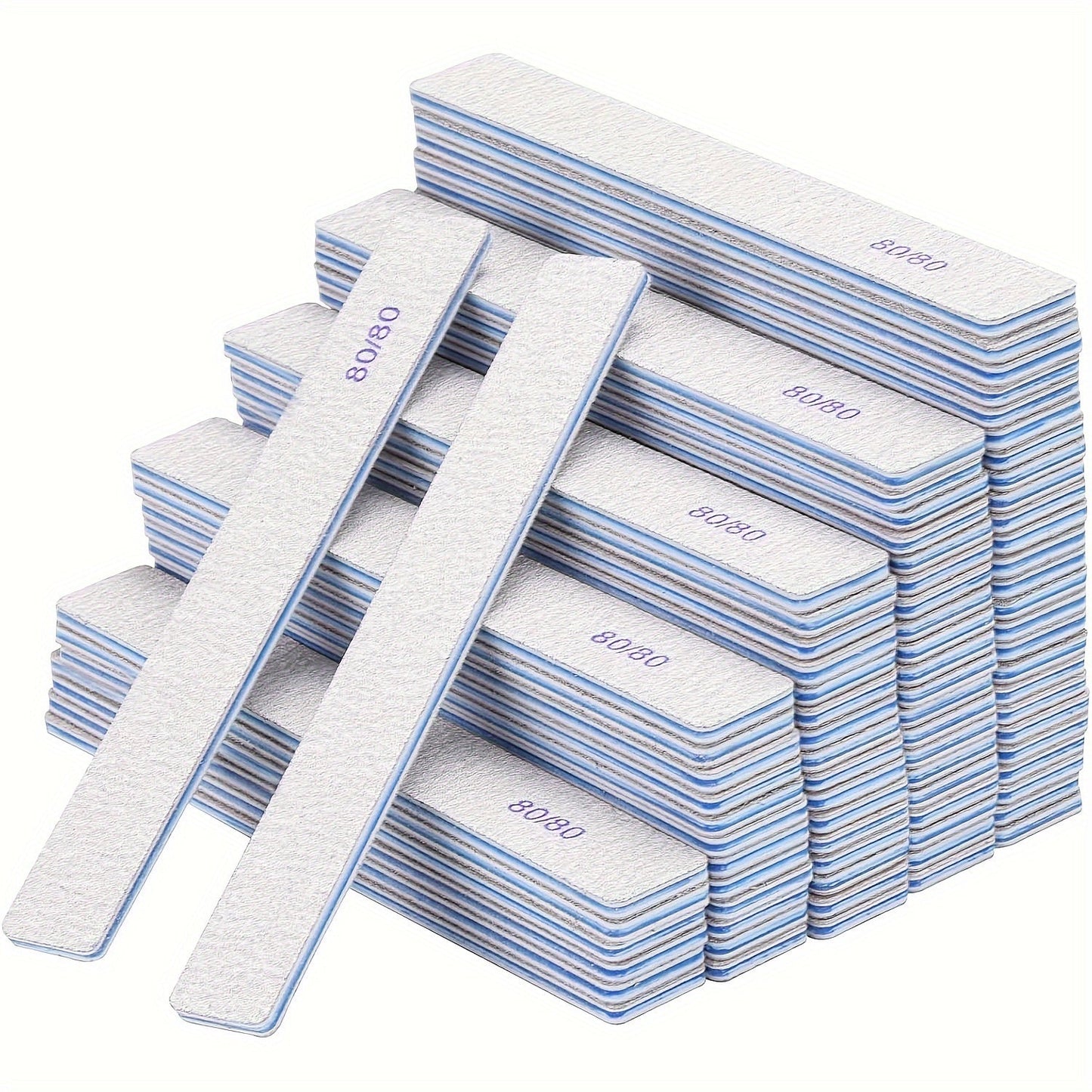 Professional Nail Files 50pcs Bulk Set Double Sided Emery Boards – 80/80, 100/100 & 100/180 Grit Options for Acrylic