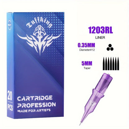 Disposable Tattoo Needles Mixed Size Sterilized RL RS M1 0.35mm, Safety Tattoo Needle Set for Tattoo Artists and Beginners