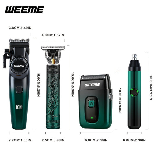 Men's Grooming Gift Box Set – Dragon & Phoenix Design, 2/4pcs Kit with Shaver, Hair Clipper, Nose Hair Remover & T9 Detail Trimmer