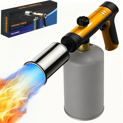 Propane Torch Gun with Safety Lock & One-Touch Max Fire, Adjustable Flame Butane Burner for Searing Steak