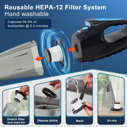 Handheld Vacuum Cleaner with 9000Pa Suction, 4000mAh Battery, Five Attachments and Two Color Options