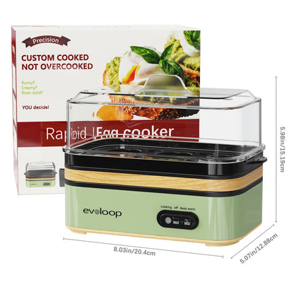 Electric Egg Cooker 6 Egg Rapid Stainless Steel 400W for Hard Boiled Poached Scrambled Eggs for Home Cooking, Dining and Outdoor Meals