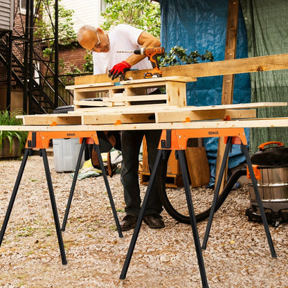 IRONMAX Folding Sawhorse 2 Pack Portable Collapsible Work Support Horses with Metal Frame Anti-Slip Pads
