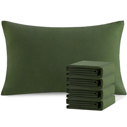 Pillowcases 4 Pack Queen 20x30 – Brushed Microfiber Soft Wrinkle-Free Fade-Resistant Envelope Closure Solid Color 32 Colors