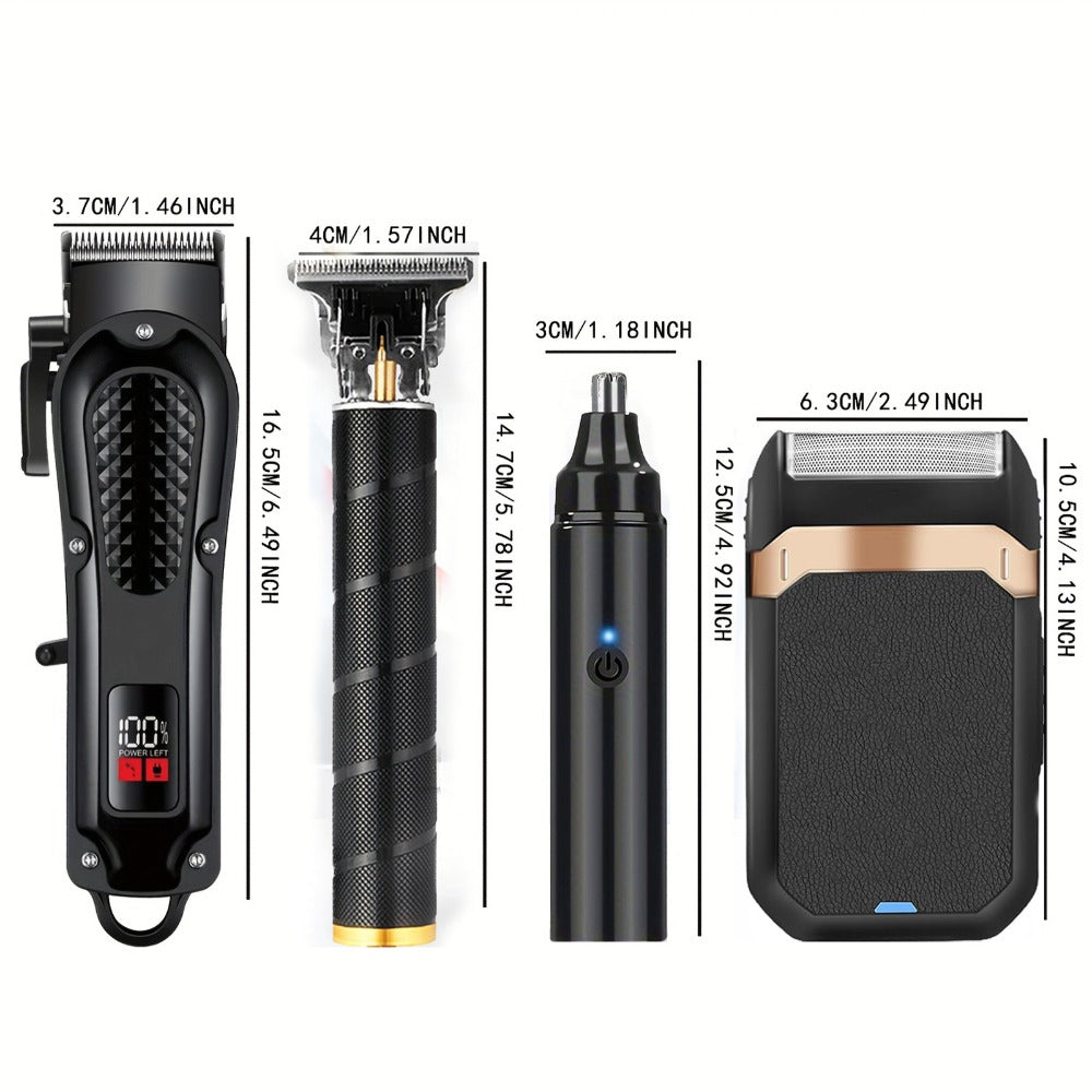Multi-Piece Hair Clipper Kit for Men – USB Rechargeable Cordless Electric Trimmer Set, 2-Piece & 4-Piece Home Travel Barber Tool