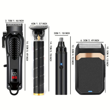 Multi-Piece Hair Clipper Kit for Men – USB Rechargeable Cordless Electric Trimmer Set, 2-Piece & 4-Piece Home Travel Barber Tool