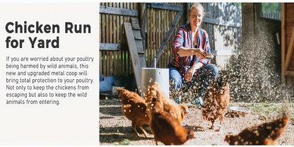 Metal Chicken Run Outdoor Poultry Cage Large Walk-in Enclosure for Chickens Ducks Rabbits for Garden, Patio and Yard Use