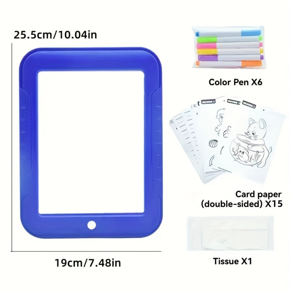 Light Up Drawing Board for Kids LED Doodle Art Set with Colorful Markers & 30 Cards Ages 3-8, Battery-Powered Glow Writing Board