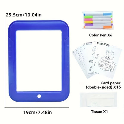 Light Up Drawing Board for Kids LED Doodle Art Set with Colorful Markers & 30 Cards Ages 3-8, Battery-Powered Glow Writing Board