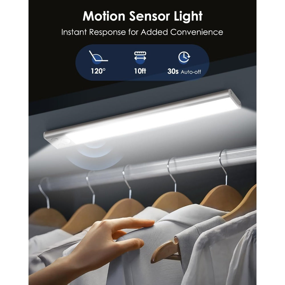 Rechargeable Under Cabinet Lights Wireless, 68 LED Motion Sensor Cabinet Light with 3 Color Temps & 2000mAh Battery