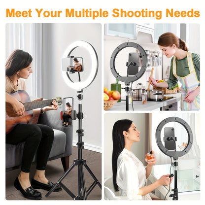 RGB LED Ring Light 43-Inch Adjustable Stand with Phone Holder USB Powered Multicolor Circle Fill for an Everyday Personal Care Routine