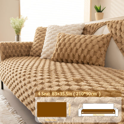 Sofa Cover 35.5-Inch Fuzzy Polyester Single-Piece Pad with Silicone-Dot Backing for 2 to 4 Seats