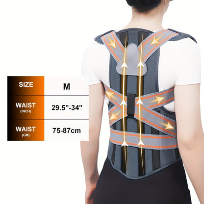 Full-Back Posture Brace with Dual Elastic Straps, Support Panels and S–XXL Size Options for Daily Wear