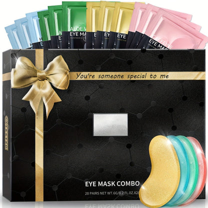 Collagen Eye Mask Patches 40 Pairs – Caffeine & Aloe Vera Under Eye Patches 4 Types Eye SPA Multi-Color Depuff Dark Circle Moisturizing