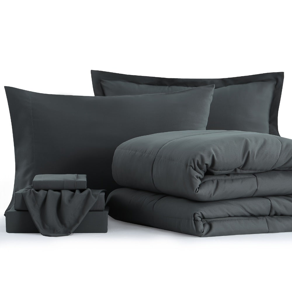 7 Piece Comforter Set Luxury Soft Fluffy Bedding All Season Bed in a Bag with Comforter Fitted Sheet Flat Sheet Pillowcases Hypoallergenic