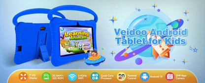 Kids Tablet 7 Inch with 2GB RAM, 16GB or 32GB Built-In Storage, 1TB Expansion Support and Silicone Case
