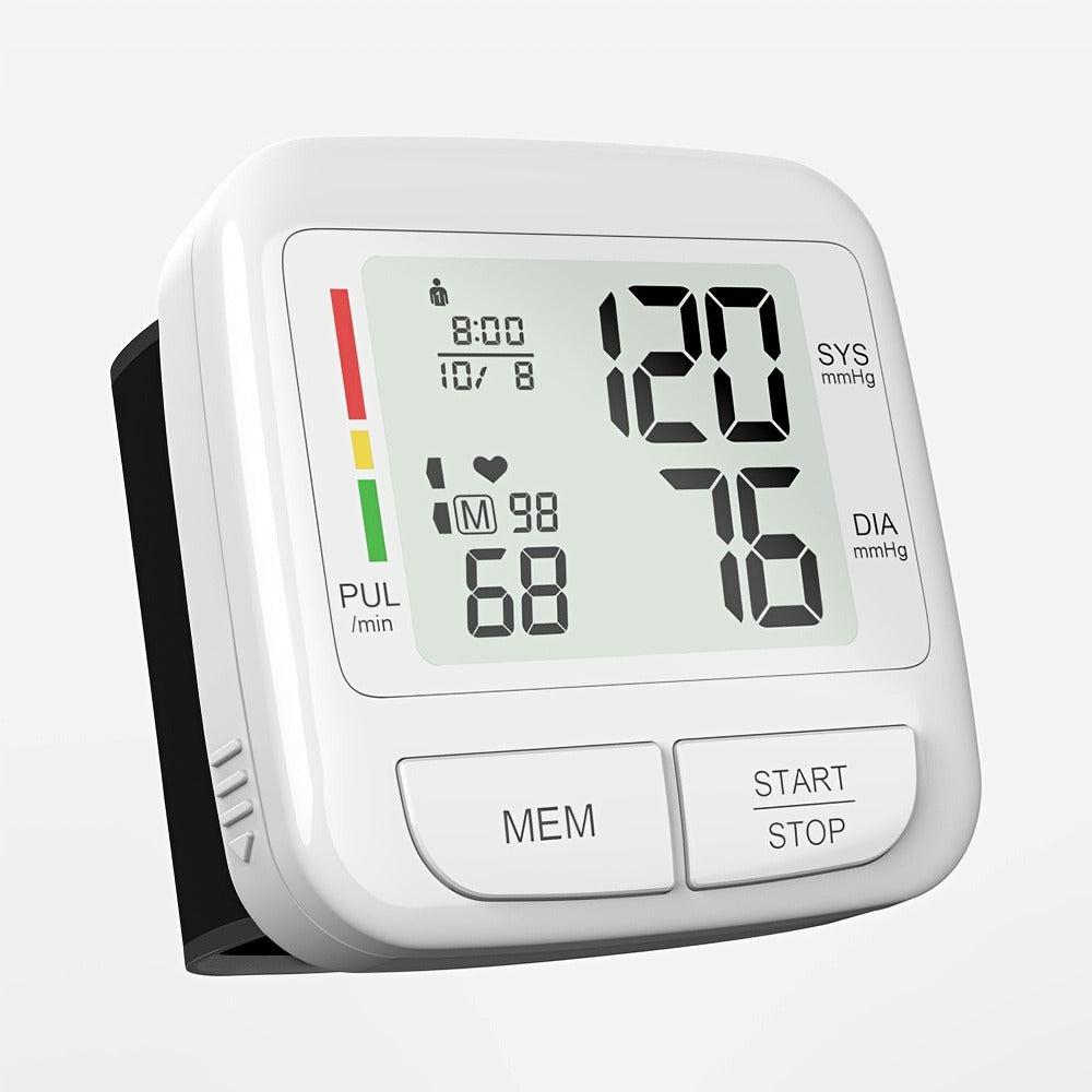 Blood Pressure Monitor Upper Arm Wrist Digital BP Machine LCD Backlit Display 2x90 Memory for Entryways, Bedrooms and Living Spaces
