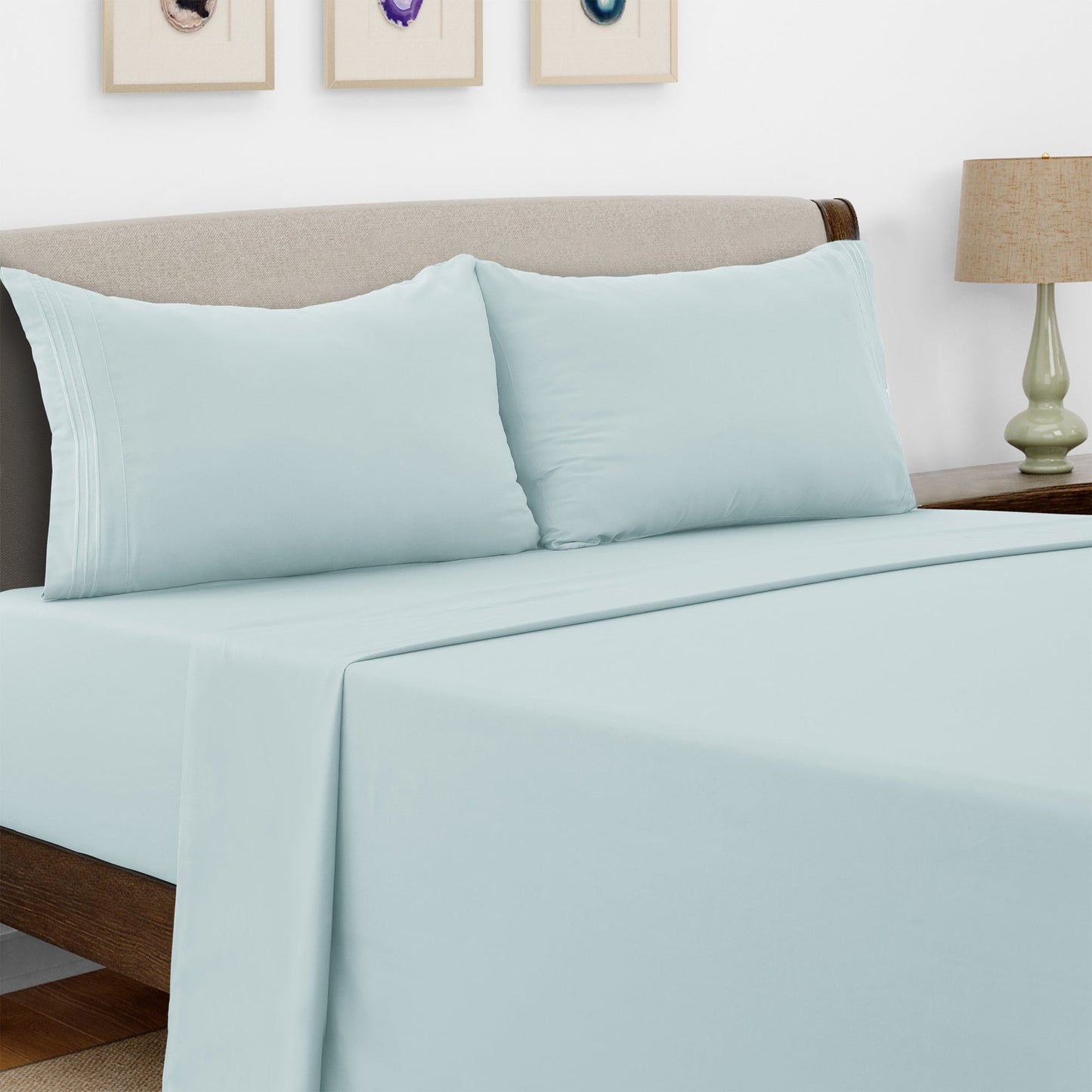 Bed Sheet Set Microfiber with Size-Dependent 3- or 4-Piece Contents and Six specified Bed Dimensions