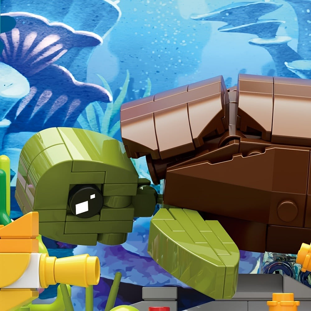 Building Block Set Marine Turtle Aquarium Model MY072 with Framed Underwater Scene and Hanging Sea Details