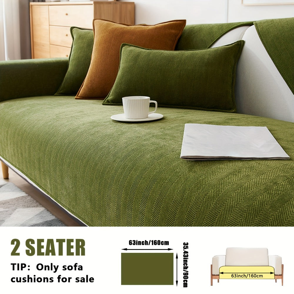 Sofa Cover Ribbed Chenille Stretch Panels for 1 to 4 Seats, Armrests or Cushions with Model-Specific Size and Color Options