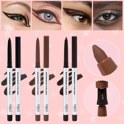 Three-Piece Matte Gel Eyeliner Pencil Set in Deep Brown, Medium Brown and Black for Eye Makeup