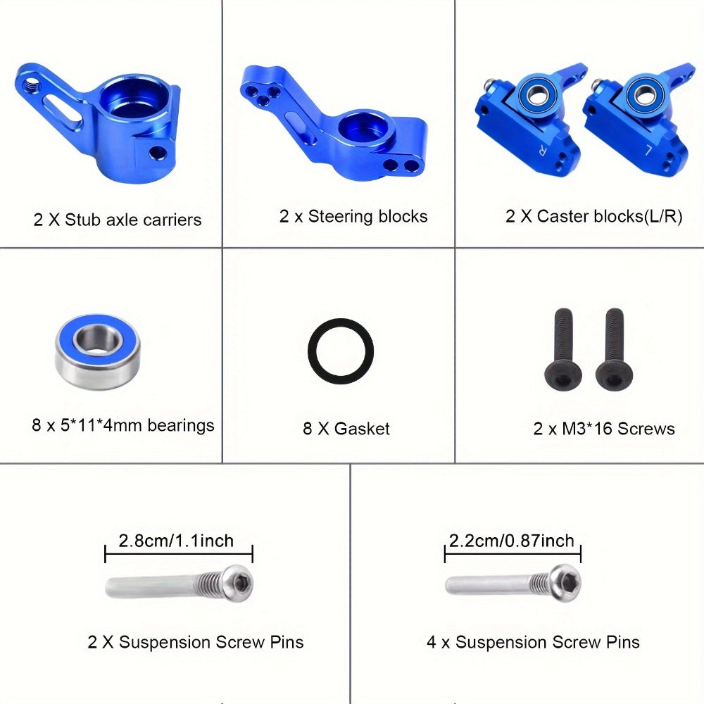 Aluminum Front Steering Caster Block Set for Traxxas Slash 2WD Stampede Rustler RC Car Upgrade Kit Replaces #3632 #3736 #3752 with Stub Axle