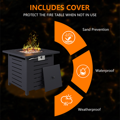 Propane Fire Pit Table Outdoor 50, 000 BTU Gas Fire Table with Lid Lava Rocks & Cover for Patio Backyard Deck Black Brown 40"/44"