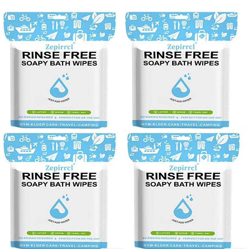 No-Rinse Disposable Bath Wipes 100pcs Large 11.81in - Foaming Body Cleansing Cloths Soap for Bath Time, Home Spa and Personal Care
