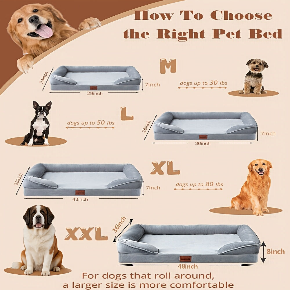 Large Dog Bed with Removable Washable Cover & Nonskid Bottom – Plush Dog Couch Sofa Bed for Extra Large Dogs and Cats, Soft Comfort Pet Bed