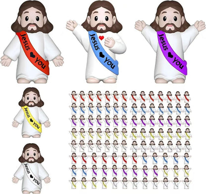 100pcs Mini Jesus Statue Party Favors – Religious Baptism First Communion VBS Crafts Gift Random Color