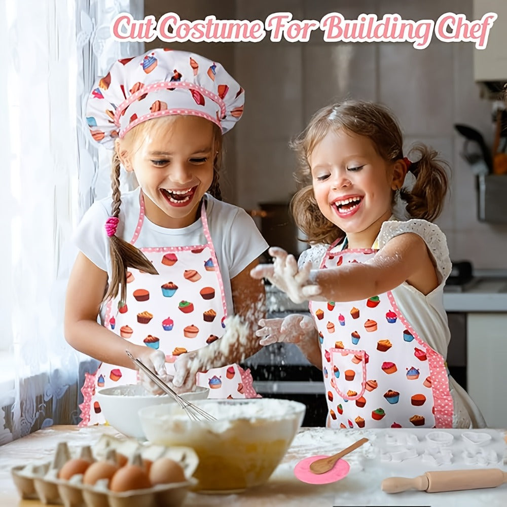 Kids Cooking & Baking Set 24 PCS, Chef Hat & Apron Dress-Up Costume with Baking Accessories for Girls Boys Ages 3-10