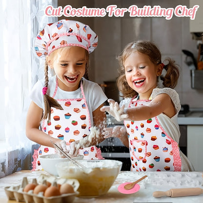 Kids Cooking & Baking Set 24 PCS, Chef Hat & Apron Dress-Up Costume with Baking Accessories for Girls Boys Ages 3-10