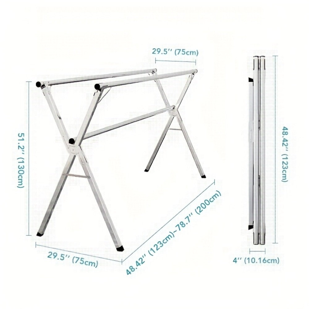 Retractable Stainless Steel Clothes Drying Rack with Dual Rods and 42.52-62.99 or 48.43-78.74-Inch Sizes
