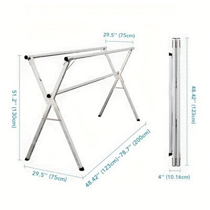 Retractable Stainless Steel Clothes Drying Rack with Dual Rods and 42.52-62.99 or 48.43-78.74-Inch Sizes