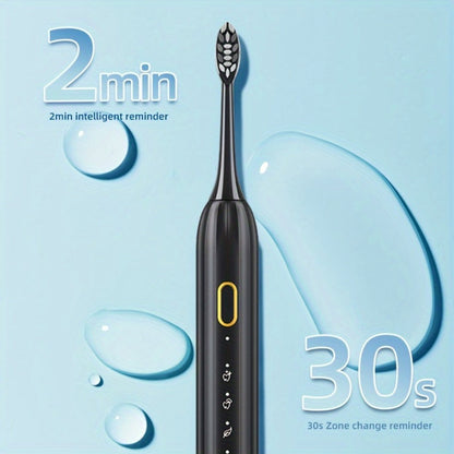 Sonic Electric Toothbrush IPX8 Waterproof USB Rechargeable with 5 Replacement Brush Heads, Smart Timer, Metal Shaft