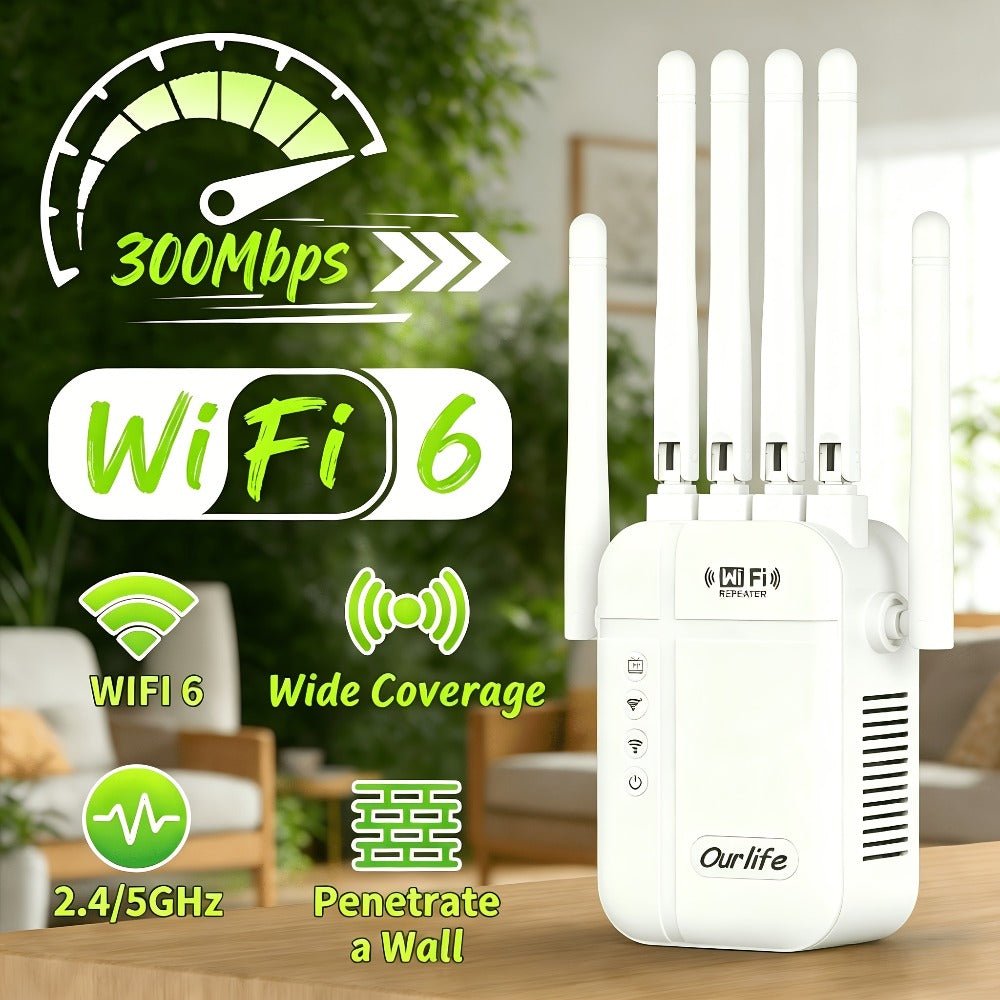 AX1200 WiFi 6 Mesh Extender 15888 Sq Ft Coverage, 135+ Devices, OFDMA, Gigabit Ethernet Port, Alexa Compatible, CISA Certified
