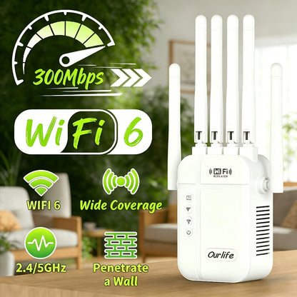 AX1200 WiFi 6 Mesh Extender 15888 Sq Ft Coverage, 135+ Devices, OFDMA, Gigabit Ethernet Port, Alexa Compatible, CISA Certified