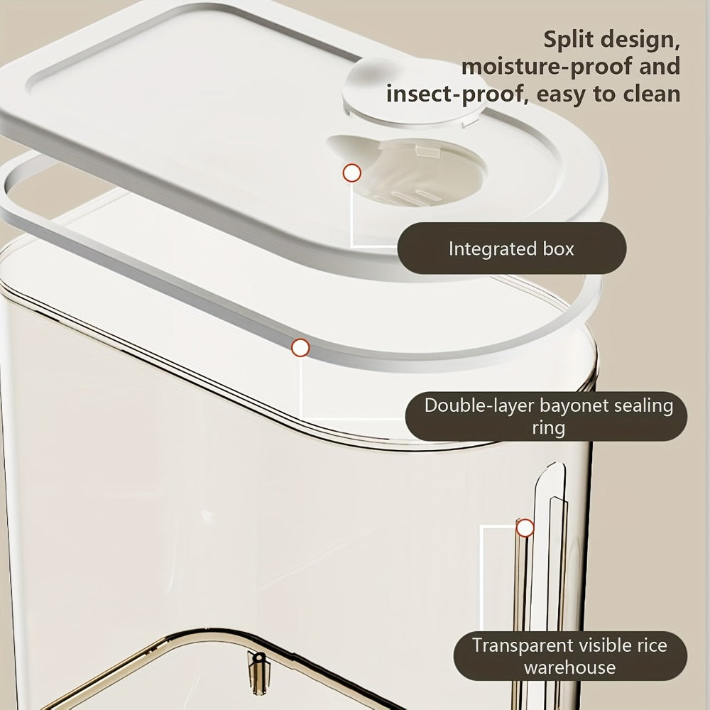 Food Storage Containers PET Rice Bin with Flip-Top Latch, Measuring Cup and 11- or 22-Pound Capacity