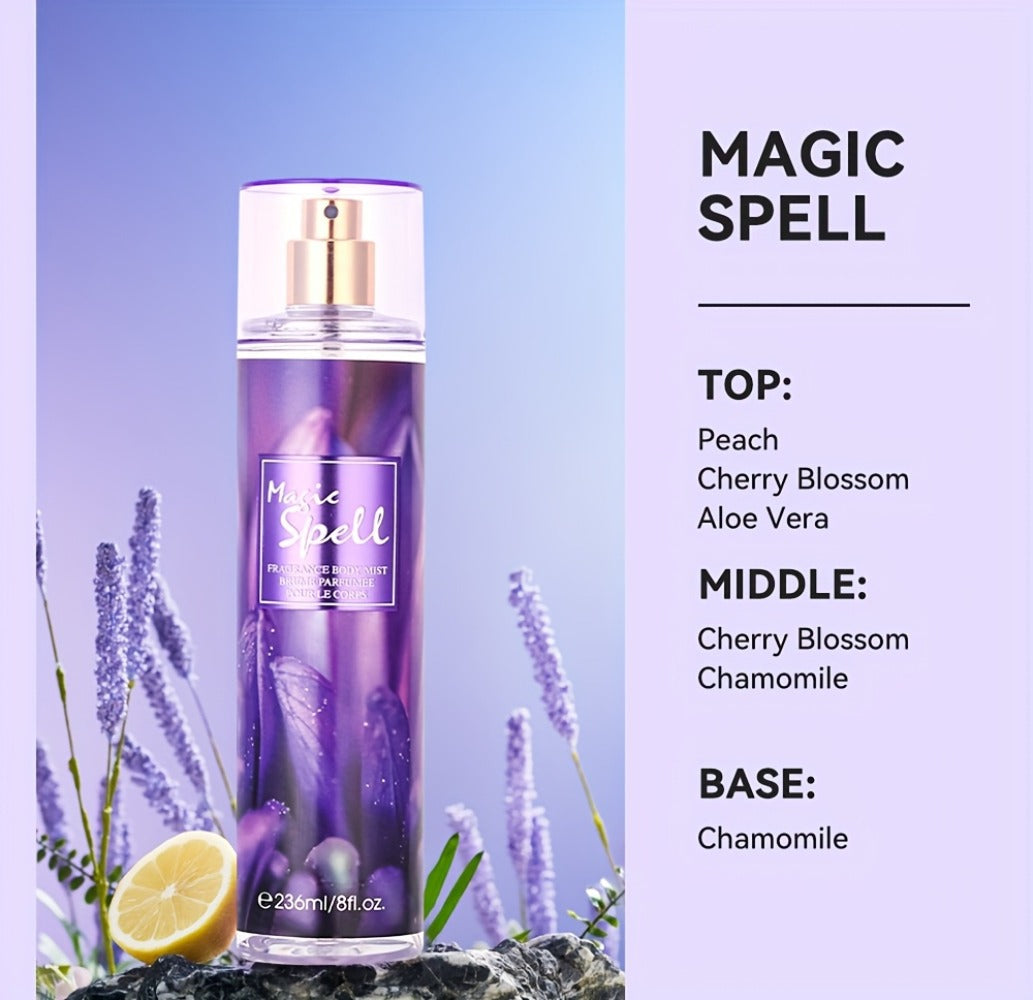 Body & Hair Fragrance Mist for Women 2PCS Set - Perfume Spray 8 fl oz, Fruity Floral Scents Peach Pear Cherry Blossom