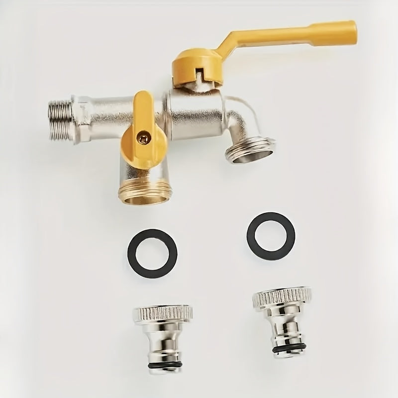 Garden Hose Faucet Dual Outlet Stainless | Outdoor Spigot Sprinkler