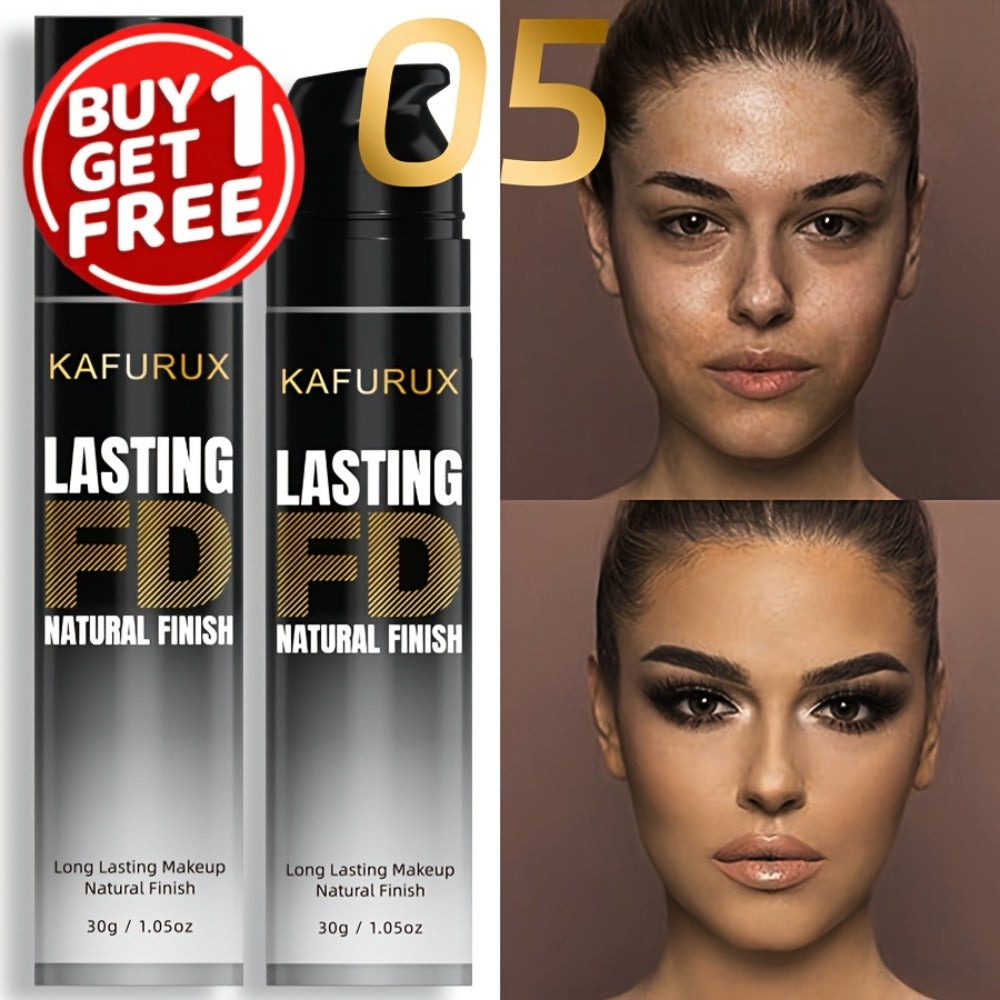 KAFURUX Liquid Foundation Two-Bottle Set with Pump Dispensers and Eight Matching Shade Pairs