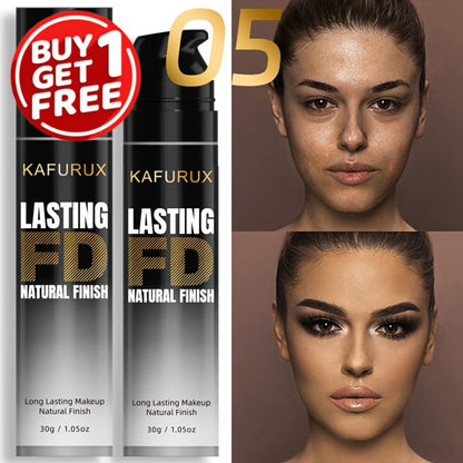 KAFURUX Liquid Foundation Two-Bottle Set with Pump Dispensers and Eight Matching Shade Pairs