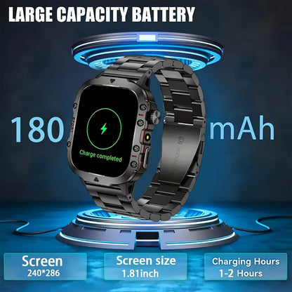 Smartwatch Men's Outdoor LED backlit touchscreen with Wireless Calling & LED Display, USB Charging, Multiple Sport Modes, Heart Rate