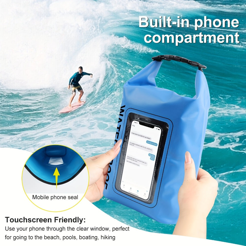 Dry Bag Backpack with Touchscreen Phone Window & Roll Top Closure, Dry Storage Bag for Men Women