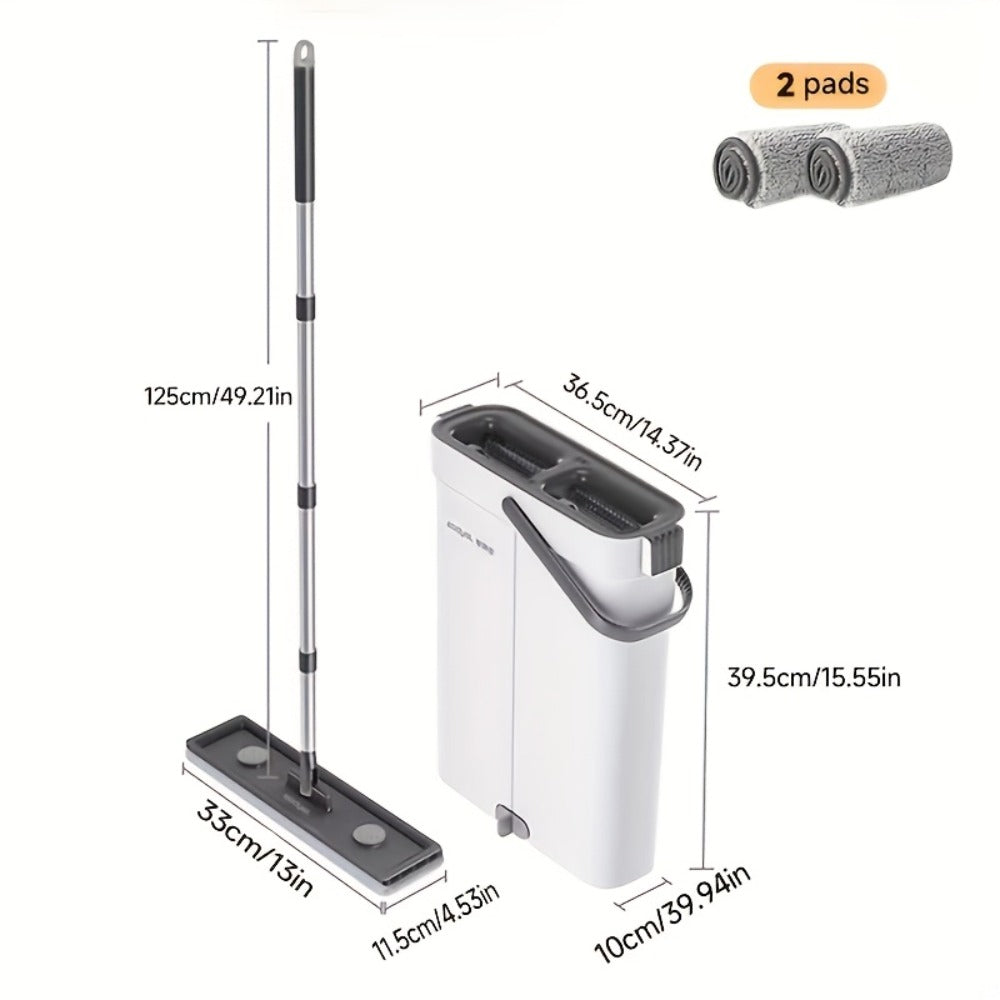 Spin Mop and Bucket Set with Wringer 360° Flat Mop Microfiber Pads Long Handle for Hardwood for Home Cooking, Dining and Outdoor Meals
