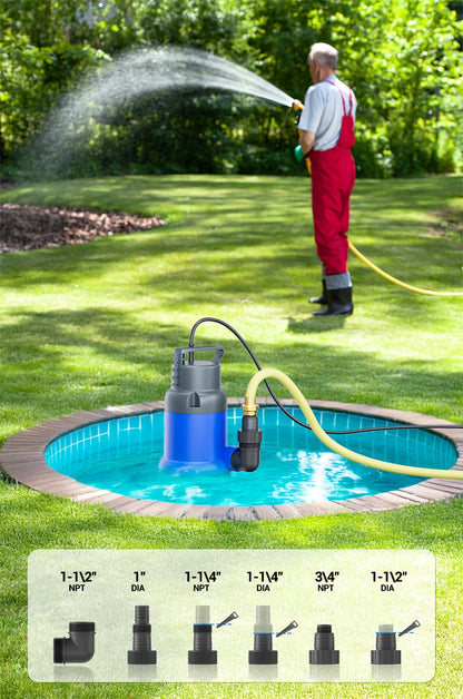 Submersible Sump Pump 1HP 4600GPH Portable Utility Water Pump for Pool Basement Flood Hot Tub