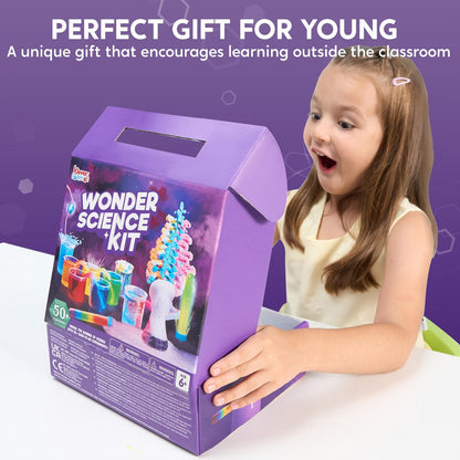 STEM Science Kit for Kids 50+ Experiments, Crystal Tree Growing Kit, Lava Lamp, Volcano Chemistry Set