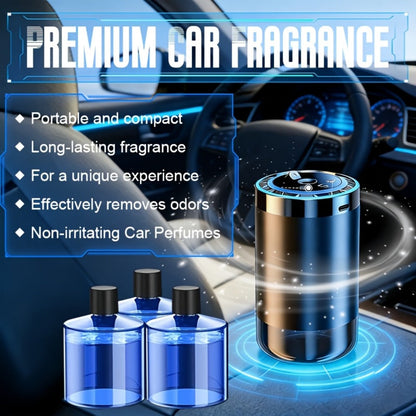 Car Air Freshener Rechargeable Aroma Diffuser with Three Refill Bottles, LED Ring and Auto On-Off