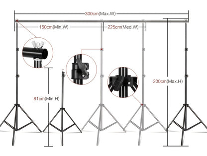 10x7ft Adjustable Backdrop Stand Kit for Photo Studio – Background Support System with 2 Stands, 4 Crossbars